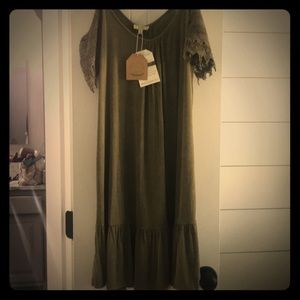 Olive Green dress with lace sleeves